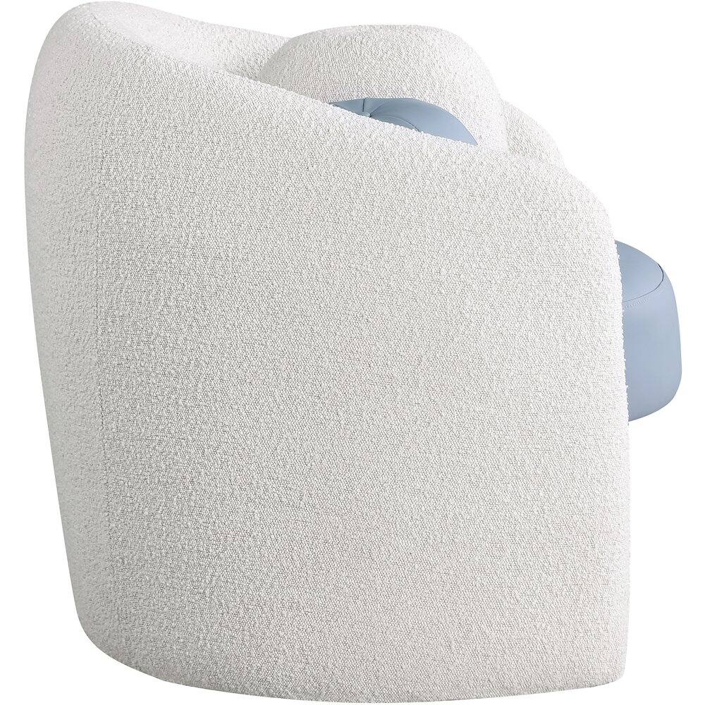 Alt View 2. Meridian Furniture - Acadia Blue Vegan Leather / Cream Boucle Fabric Accent Chair - Blue.