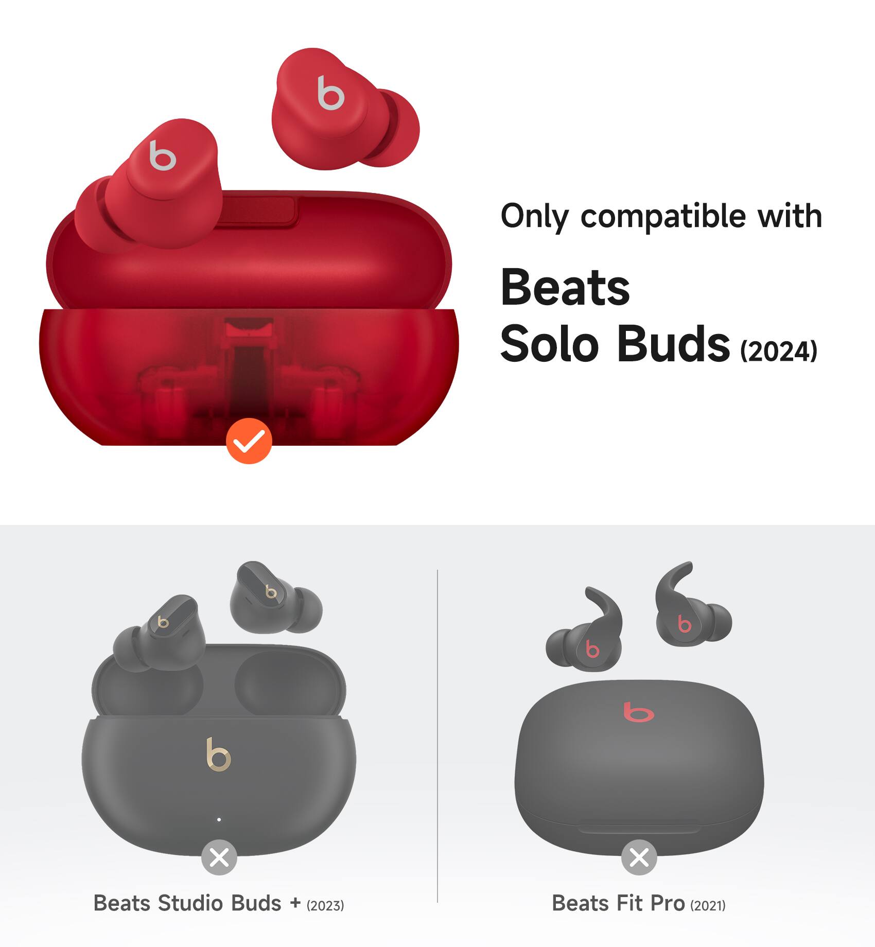 Only compatible with Beats Solo Buds (2024)

Beats Studio Buds + (2023) ❌

Beats Fit Pro (2021) ❌