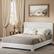 Angle. Vipbear - King Size Upholstered Bed Frame with Adjustable Headboard, Soft Rounded Corners, No Box Spring Required, Easy Assembly - White.