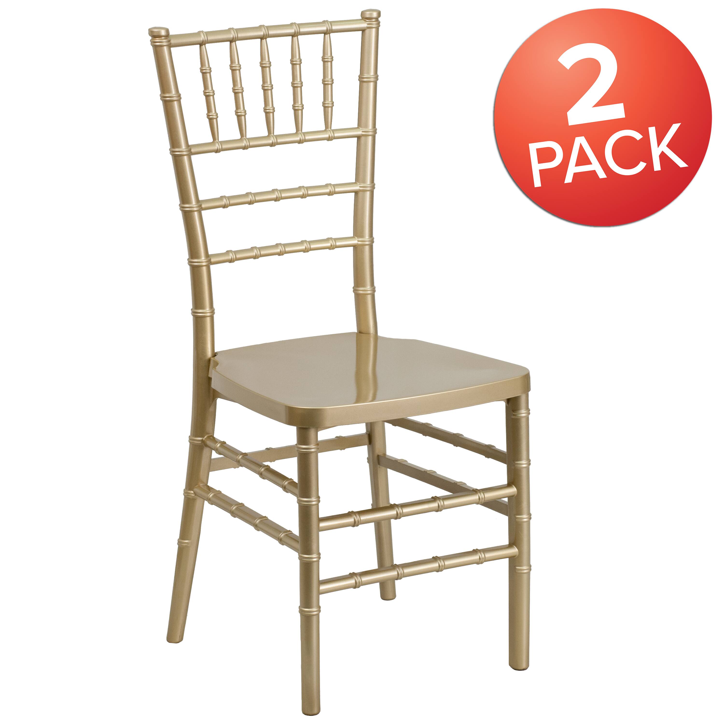 Alt View 1. Emma + Oliver - 2 Pack PREMIUM Resin Stacking Chiavari Chair - Gold.