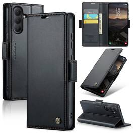 Dteck - Wallet Case for Samsung Galaxy S26+ Premium Leather RFID Card Slots Kickstand Shockproof Magnetic Clasp Cover - Black