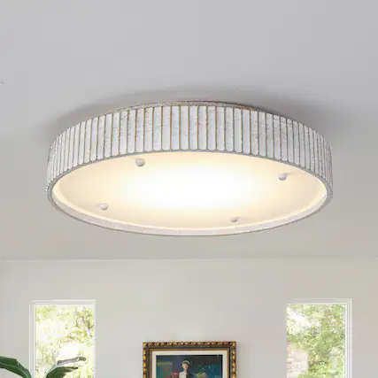 Front. Parrot Uncle - 17.5 in. White Integrated LED Dimmable Ceiling Light - White.