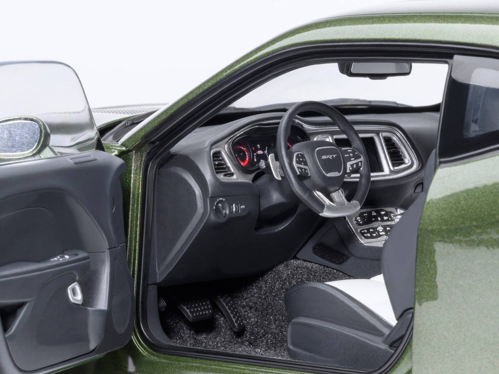 Alt View 4. Autoart - 2022 Dodge Challenger SRT Jailbreak F8 Green with Carbon Stripes 1/18 Model Car by Autoart.