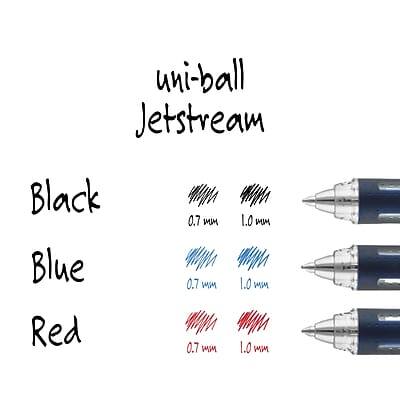 uni-ball Jetstream

Black
0.7 mm
1.0 mm

Blue
0.7 mm
1.0 mm

Red
0.7 mm
1.0 mm