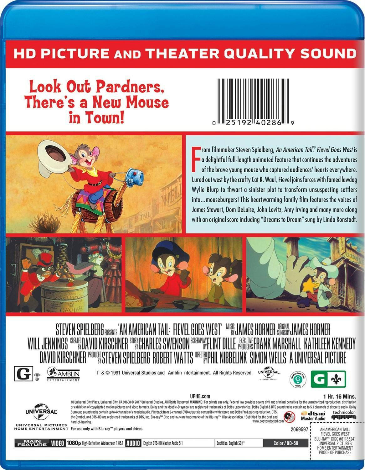 Back. An American Tail: Fievel Goes West [Blu-ray].