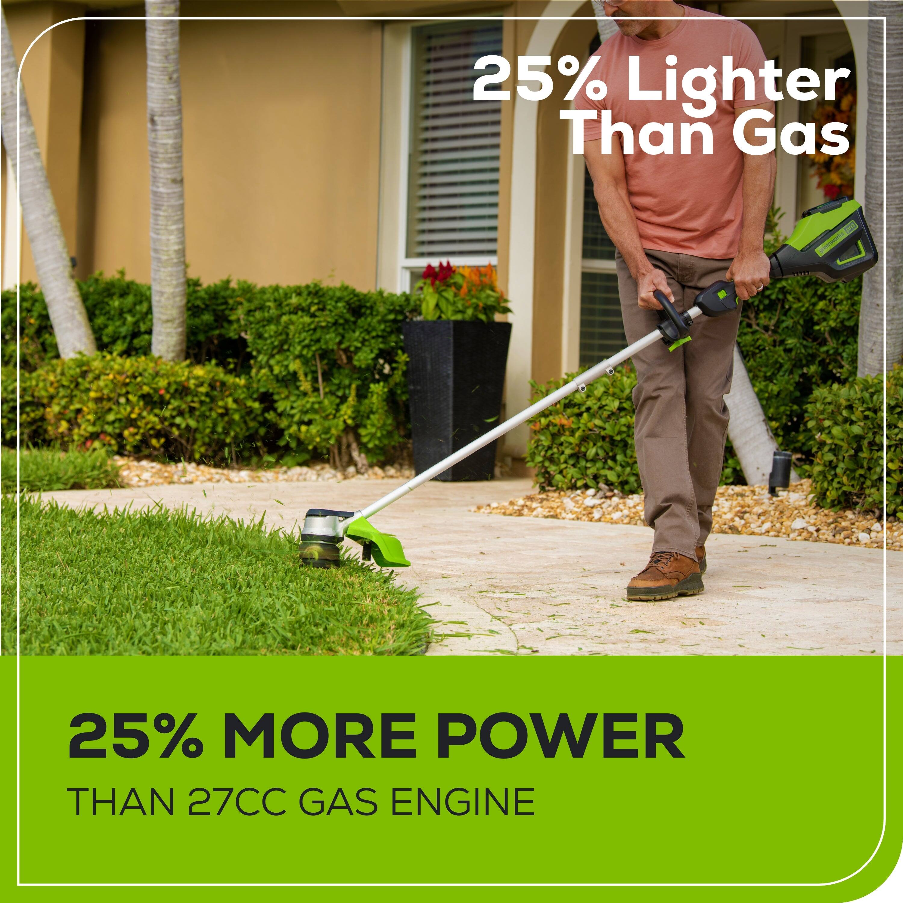 25% Lighter Than Gas  
25% MORE POWER THAN 27CC GAS ENGINE