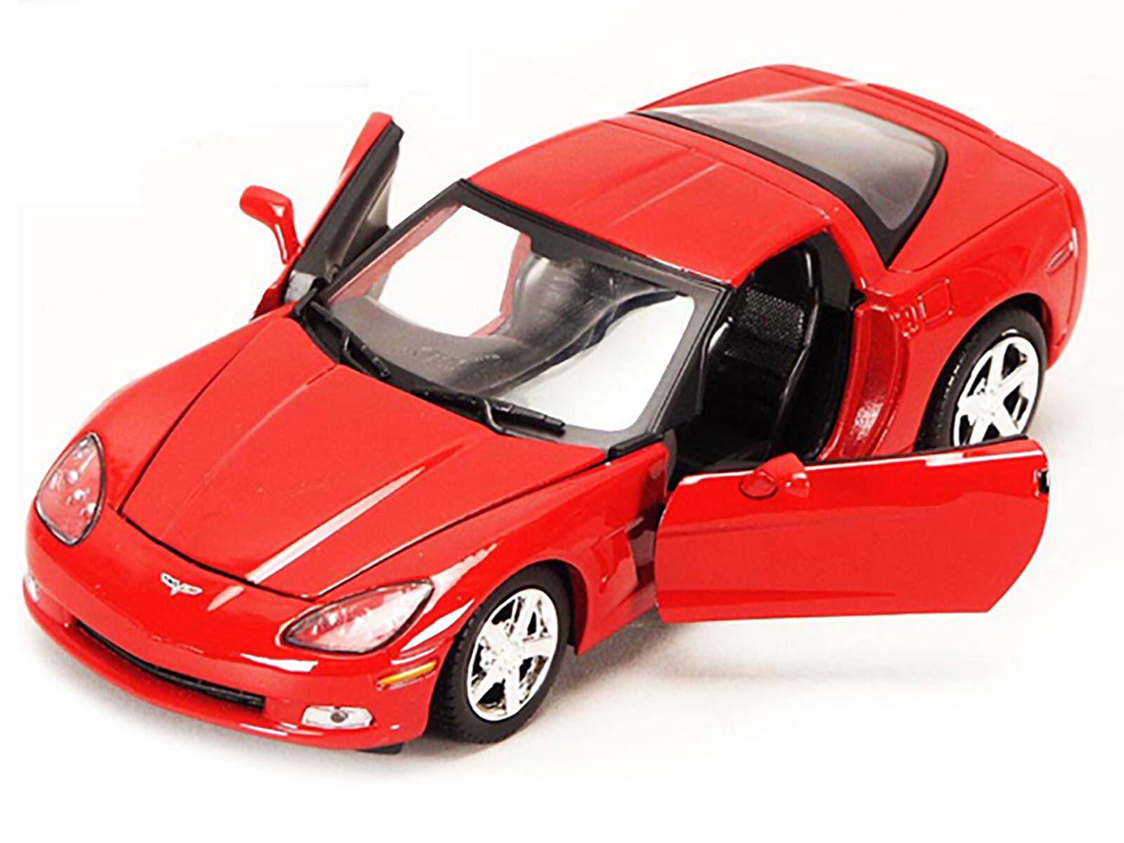 Angle. Motormax - 2005 Chevrolet Corvette C6 Coupe Red 1/24 Diecast Model Car by Motormax - Red.