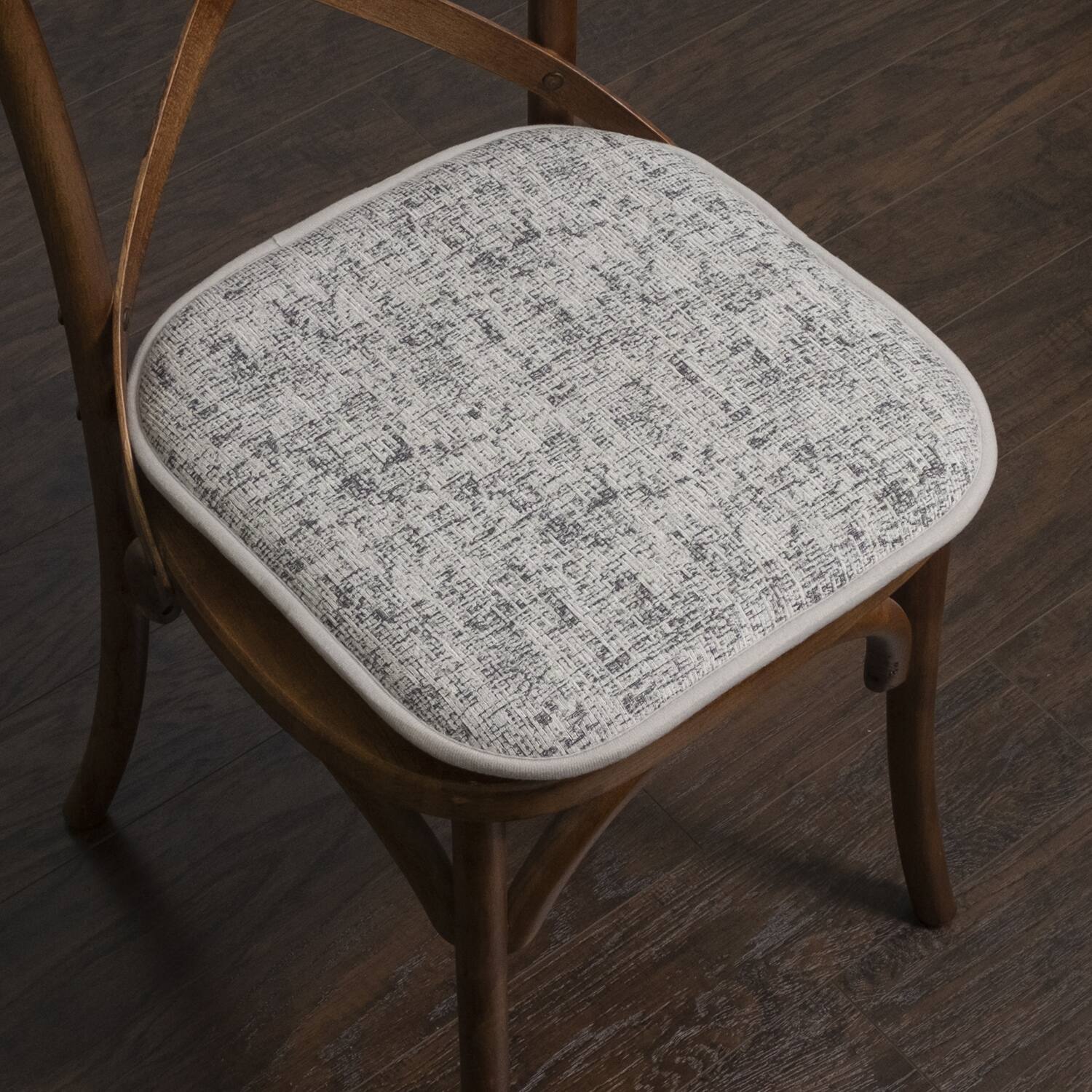 Left. Sweet Home Collection - Broadway Memory Foam No Slip Back 16" x 16" Chair Pad Cushion, 4-Pack - Blue/Black.