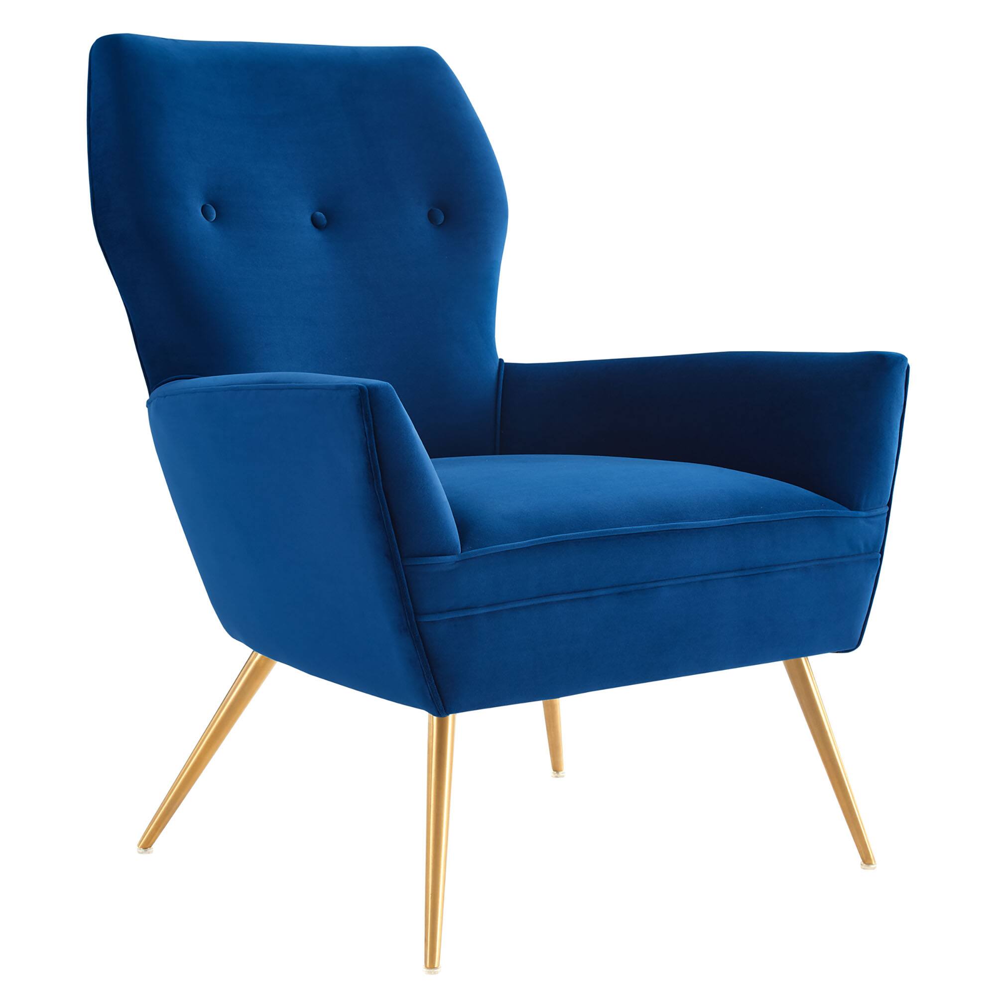 Angle. Modway - Renata Button Tufted Performance Velvet Armchair by Modway - Navy.