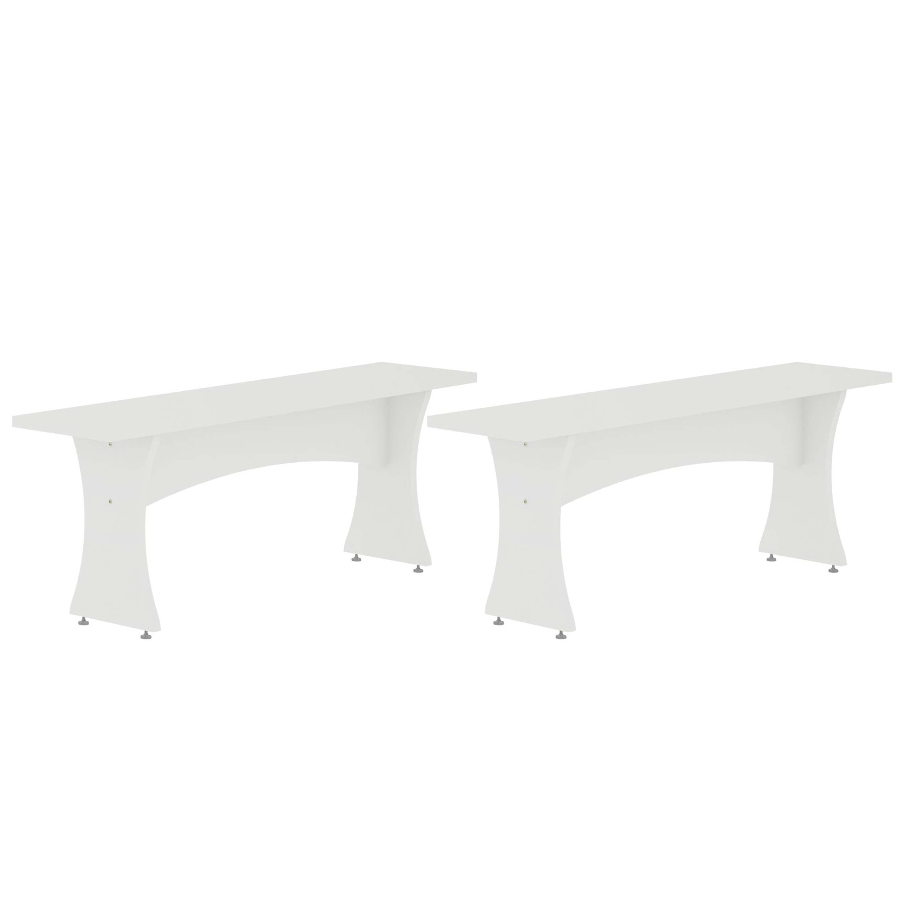 Front. Manhattan Comfort - Coney Mid-Century Modern Dining Bench - Set of 2 - White.