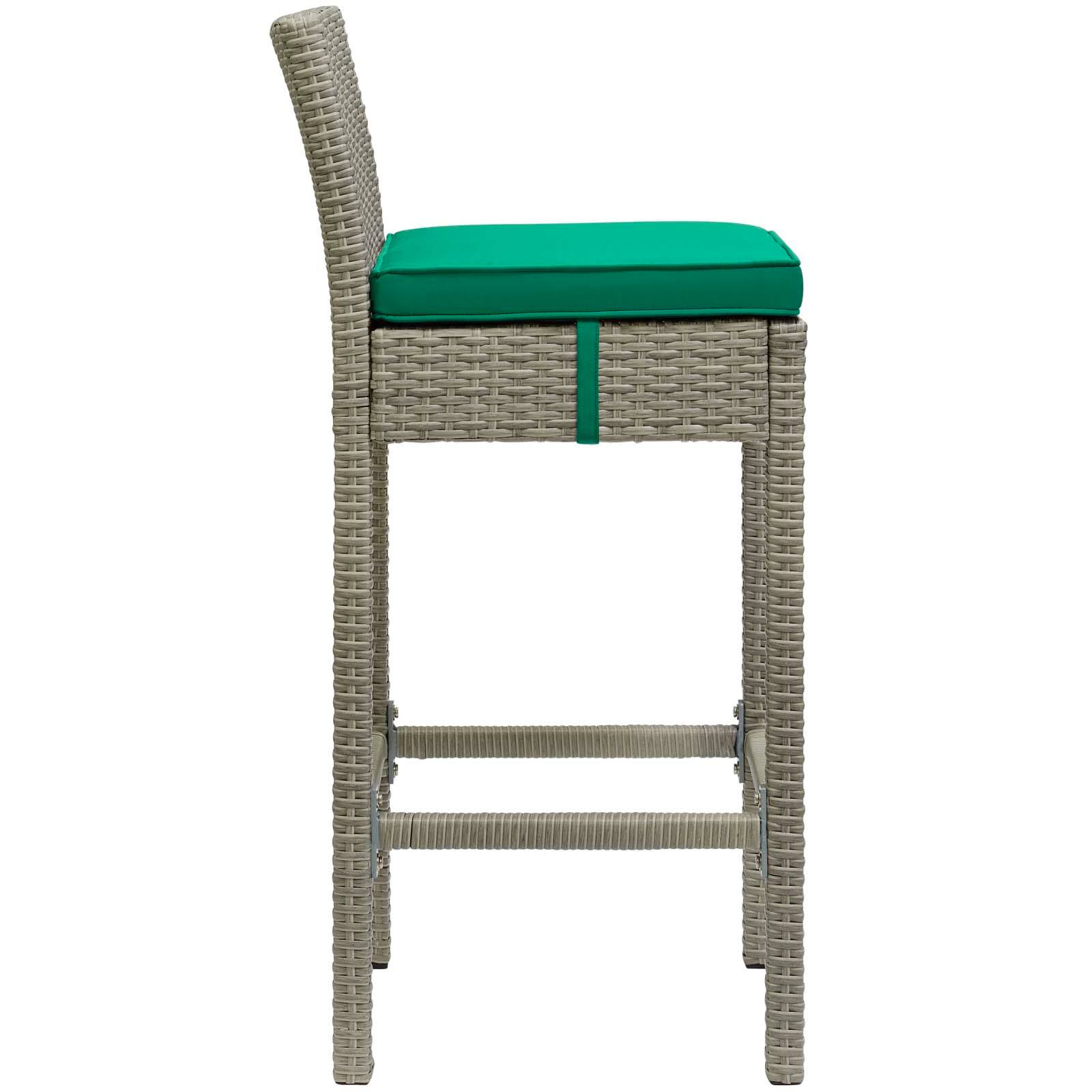 Angle. Modway - Conduit Outdoor Patio Wicker Rattan Bar Stool by Modway - Light Gray Green.