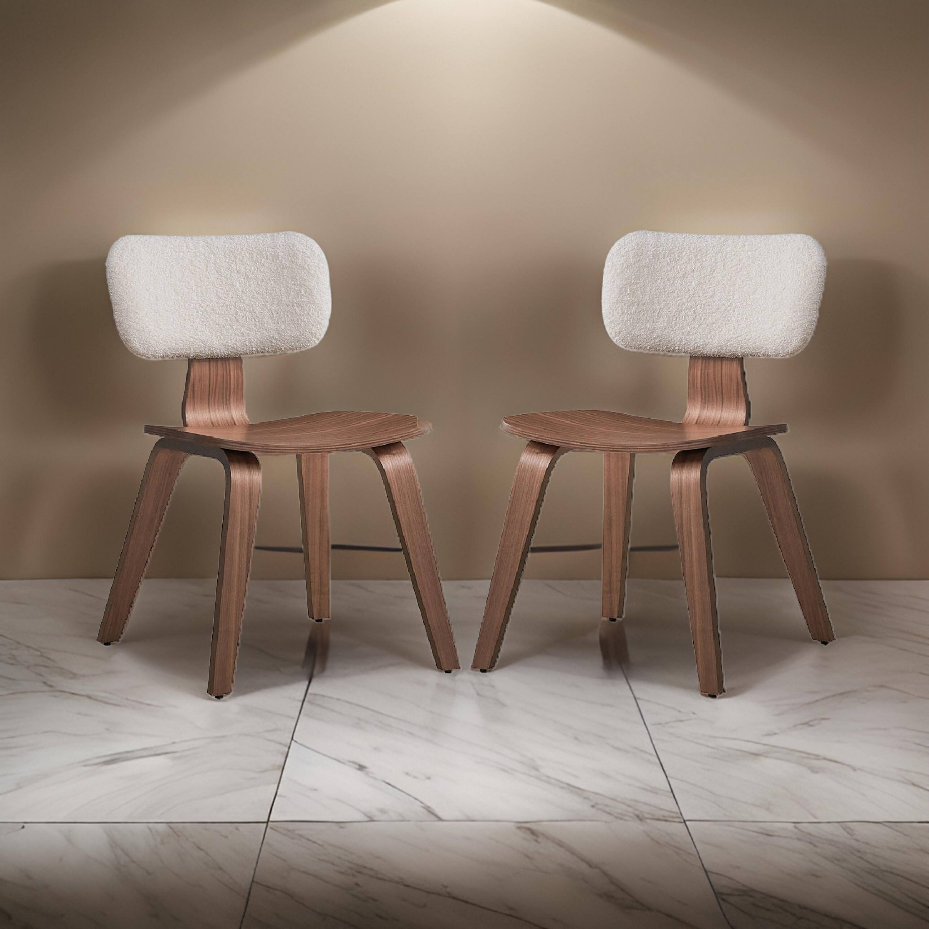 Alt View 5. Manhattan Lane - Aon 22 Inch Side Dining Chair Set of 2, Curved - White, Brown.