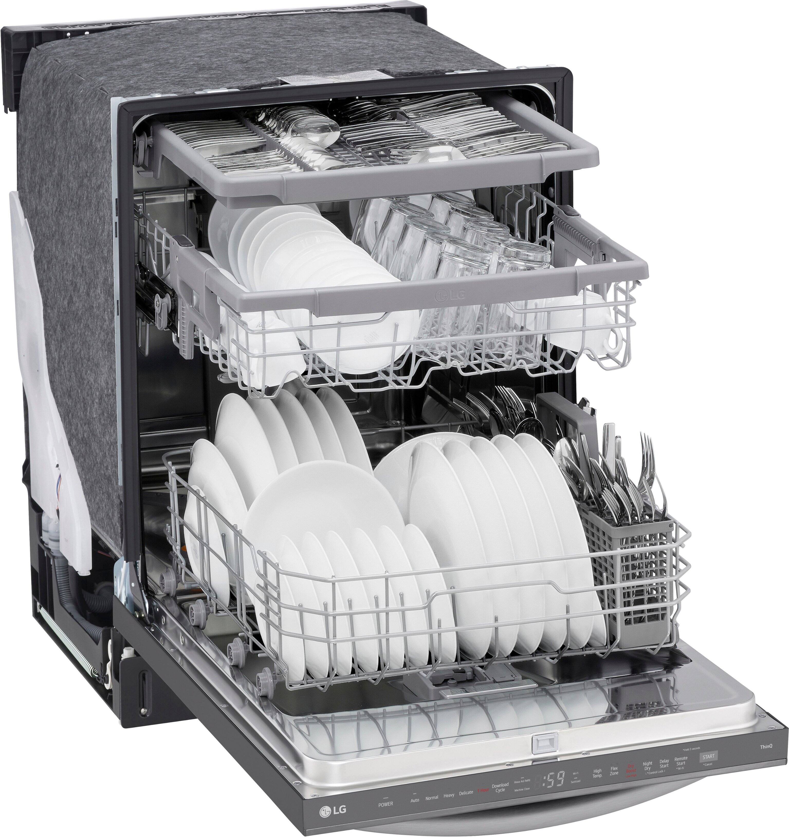 The text on the image reads "GLo LG - - - Aum - - -. :59 - de - -a." However, this text does not seem to be related to the image of the dishwasher filled with dishes. It is possible that the text is unrelated or a mistake.