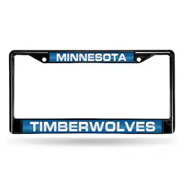 Rico Industries - Minnesota Timberwolves NBA Black Metal Laser Cut License Plate Frame - Multi