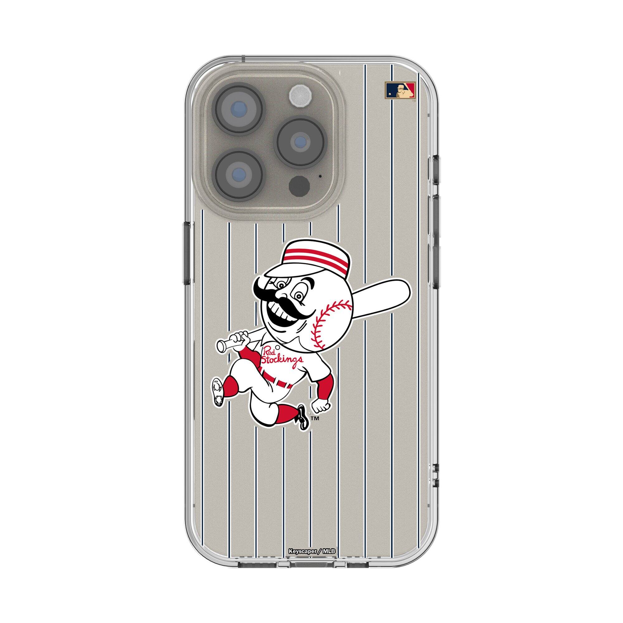 Front. Keyscaper - Cincinnati Reds Cooperstown iPhone Clear Case - 14 Pro Max - Multicolor.