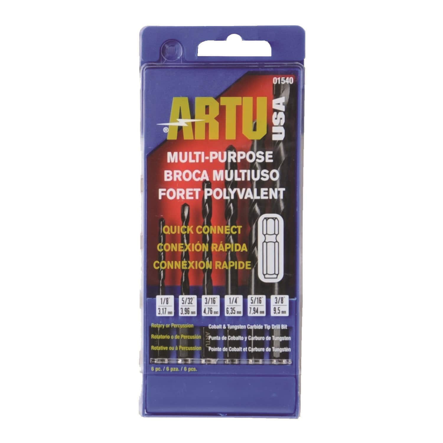 ARTU - Carbide Tipped Drill Bit Set Quick-Change Hex Shank 6 pc price history on PriceWatchPro