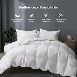Peace Nest - All Season Goose Down Comforter Duvet Insert with Soft Cover, Twin - White