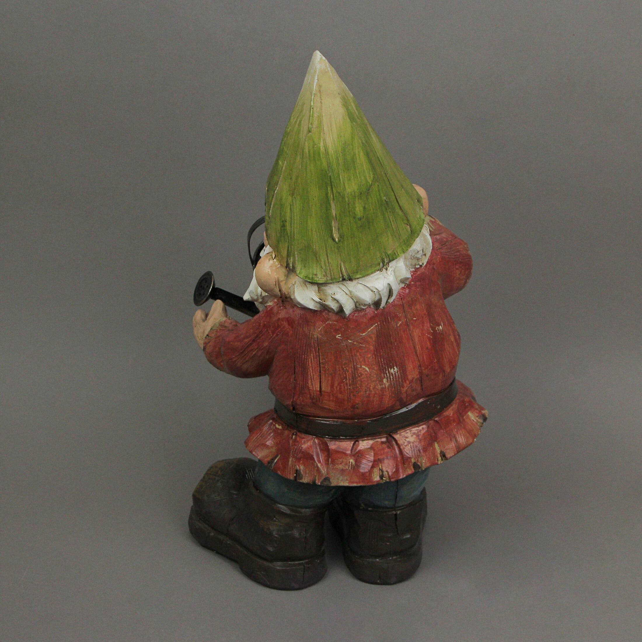 Alt View 3. Things2Die4 - Garden Gnome With Watering Can Home Garden Decor Resin Sculpture Lawn Yard Decoration 15 Inches High - Green.