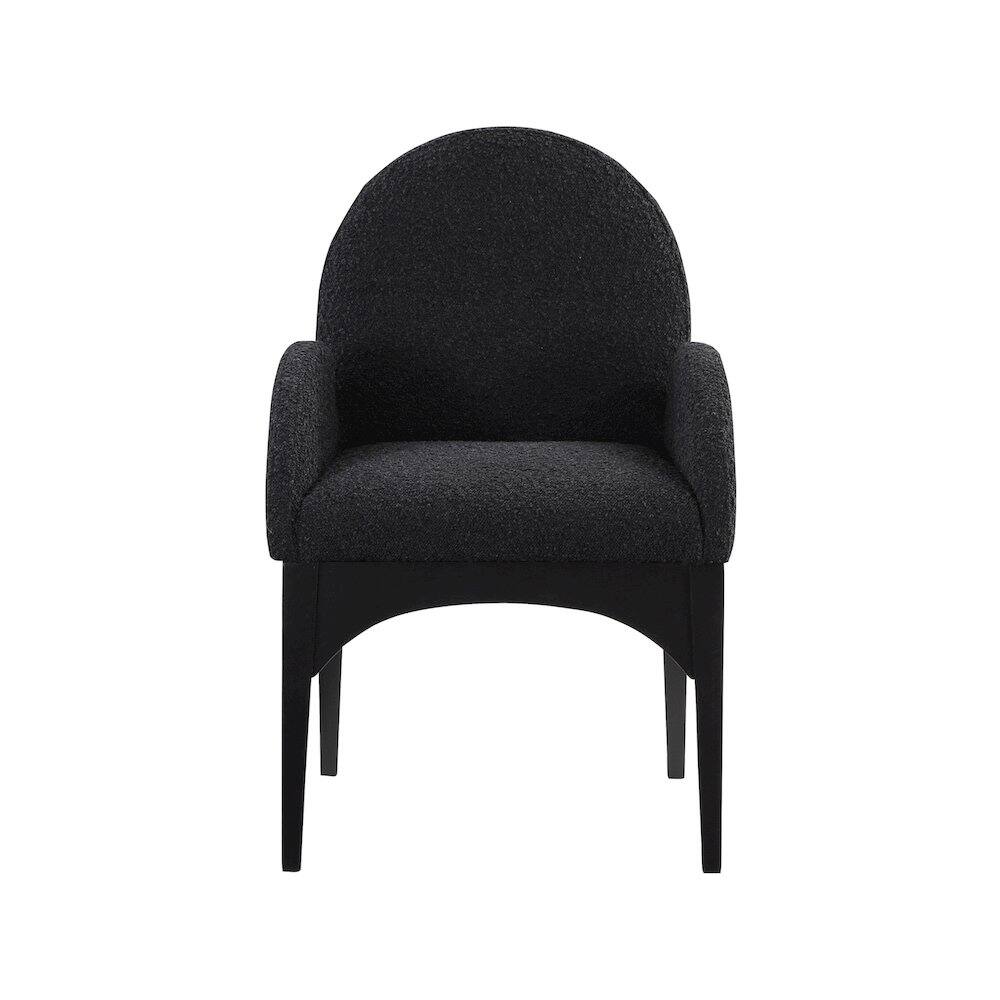 Alt View 2. Meridian Furniture - Waldorf Black Boucle Fabric Dining Chair - Black.