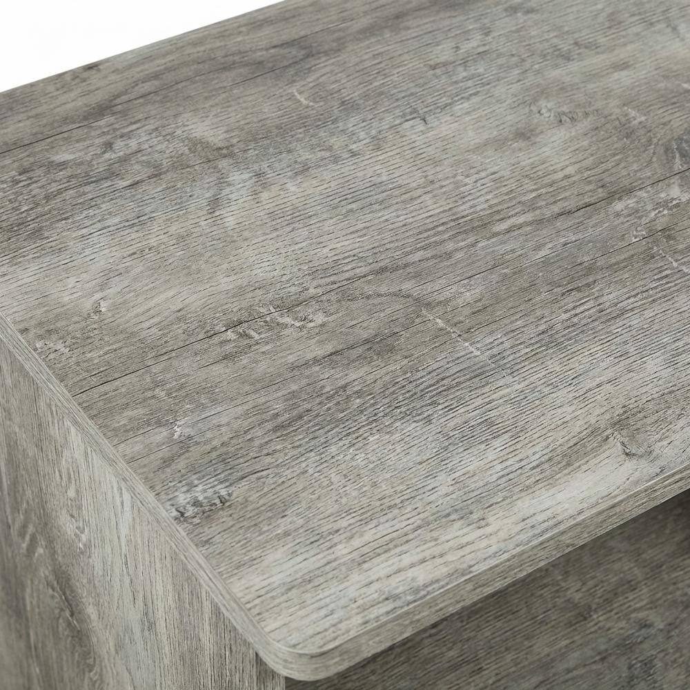 Alt View 2. FurniFact - Gray/Black entertainment center with bin drawers and modern design - French Oak Grey/Black.