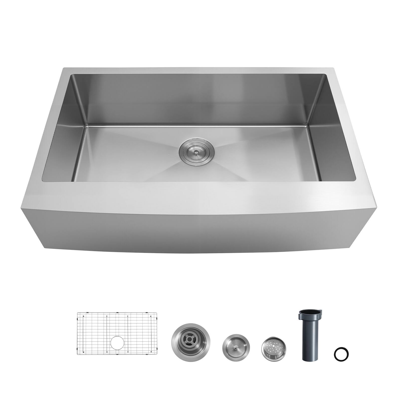 Alt View 5. VEVOR - 33-inch Kitchen Undermount Single Bowl Sinks, Stainless Steel Drop-In Farmhouse Basin with Accessories - Silver.