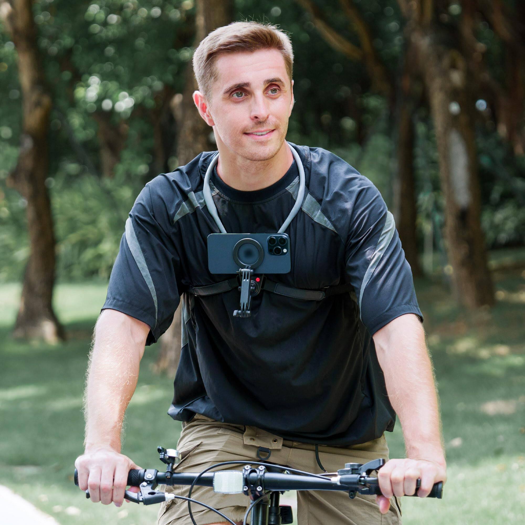 Alt View 6. TECH SAFARI - Lightweight Magnetic Neck Mount For Phone   Action Camera Holder With 3 Removable Arms 17 16 15 Series - Black for Smartphone.