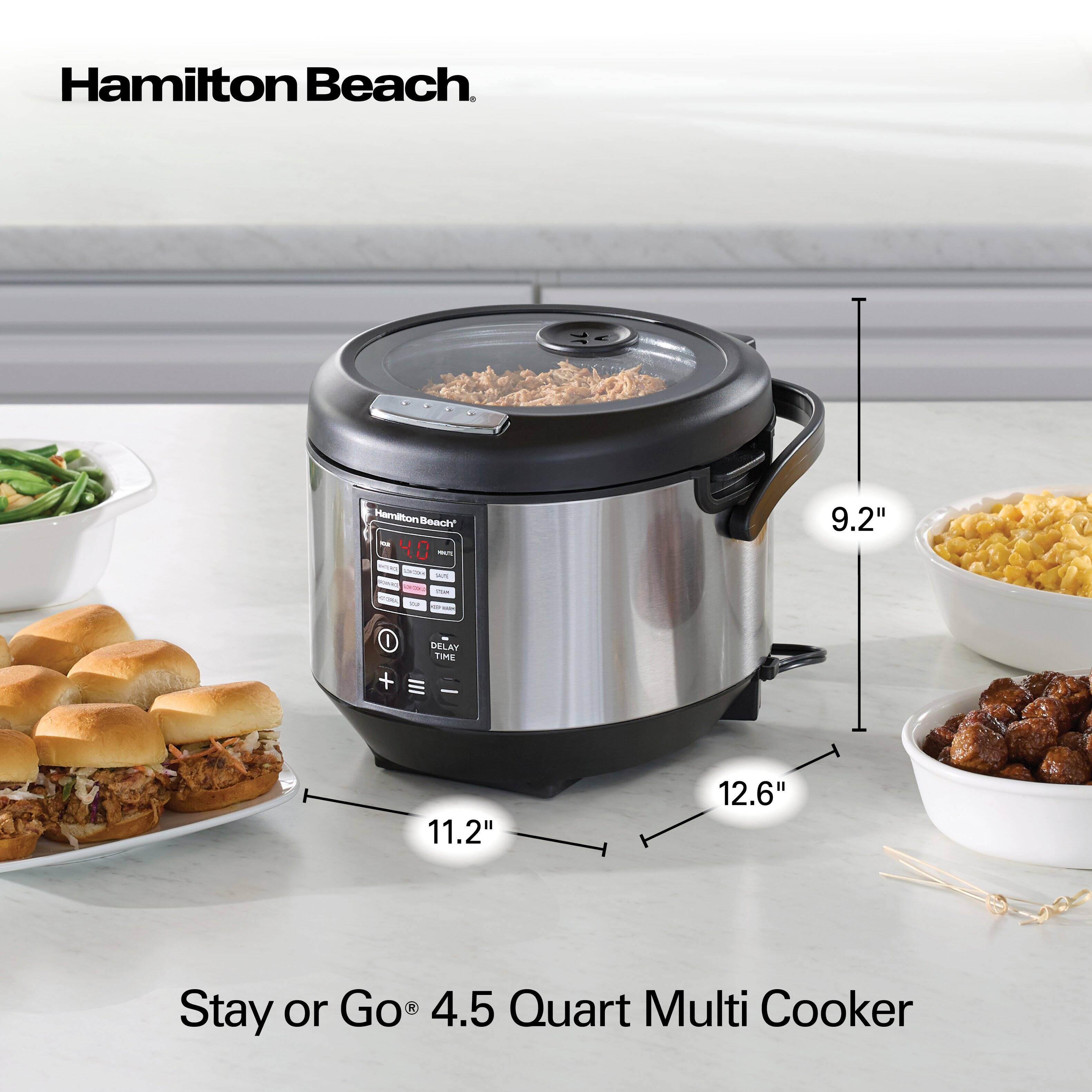 Hamilton Beach  
Stay or Go® 4.5 Quart Multi Cooker  
9.2"  
11.2"  
12.6"