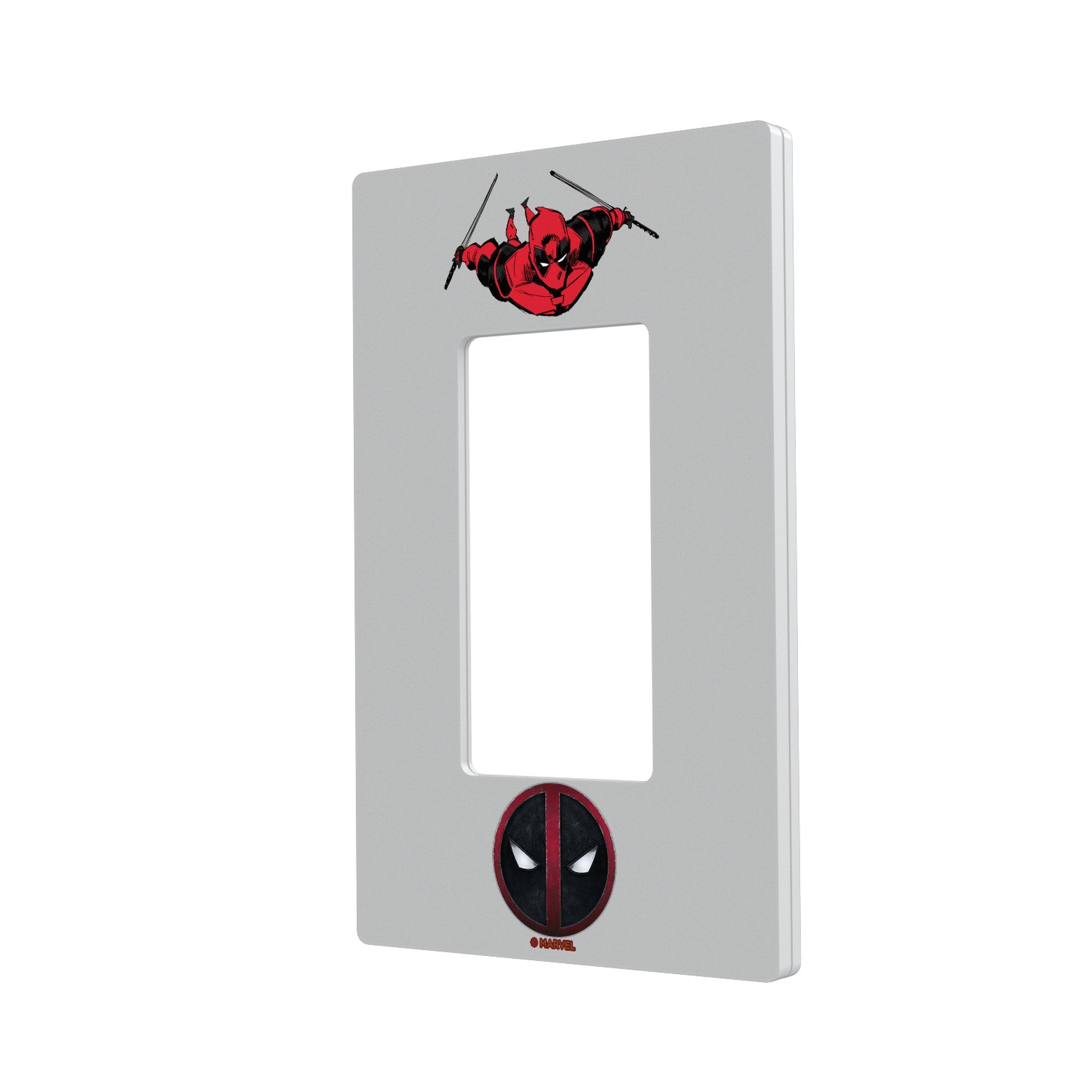 Keyscaper - Marvel Badge Hidden-Screw Light Switch Plate - Single Rocker - Deadpool