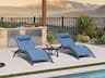 PURPLE LEAF - 3-Pieces Oversized Aluminum Outdoor Chaise Lounge Patio Lounge Chair with Side Table - Indigo
