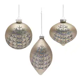 BreeBe - Champagne Glittered Ball Ornament (Set of 6) - Silver, Blue