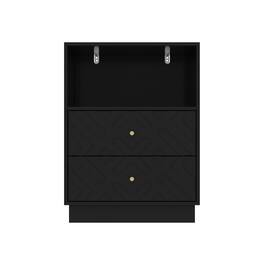 Famapy - Geometric - Pattern Nightstand – 2 Drawers with Silent Rails for Modern Spaces - Black