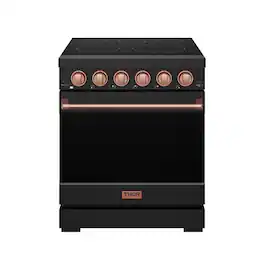 Gordon Ramsay Series by Thor Kitchen 4.55 Cu. Ft Freestanding Electric Range with Rose Gold Hardware - Matte Black