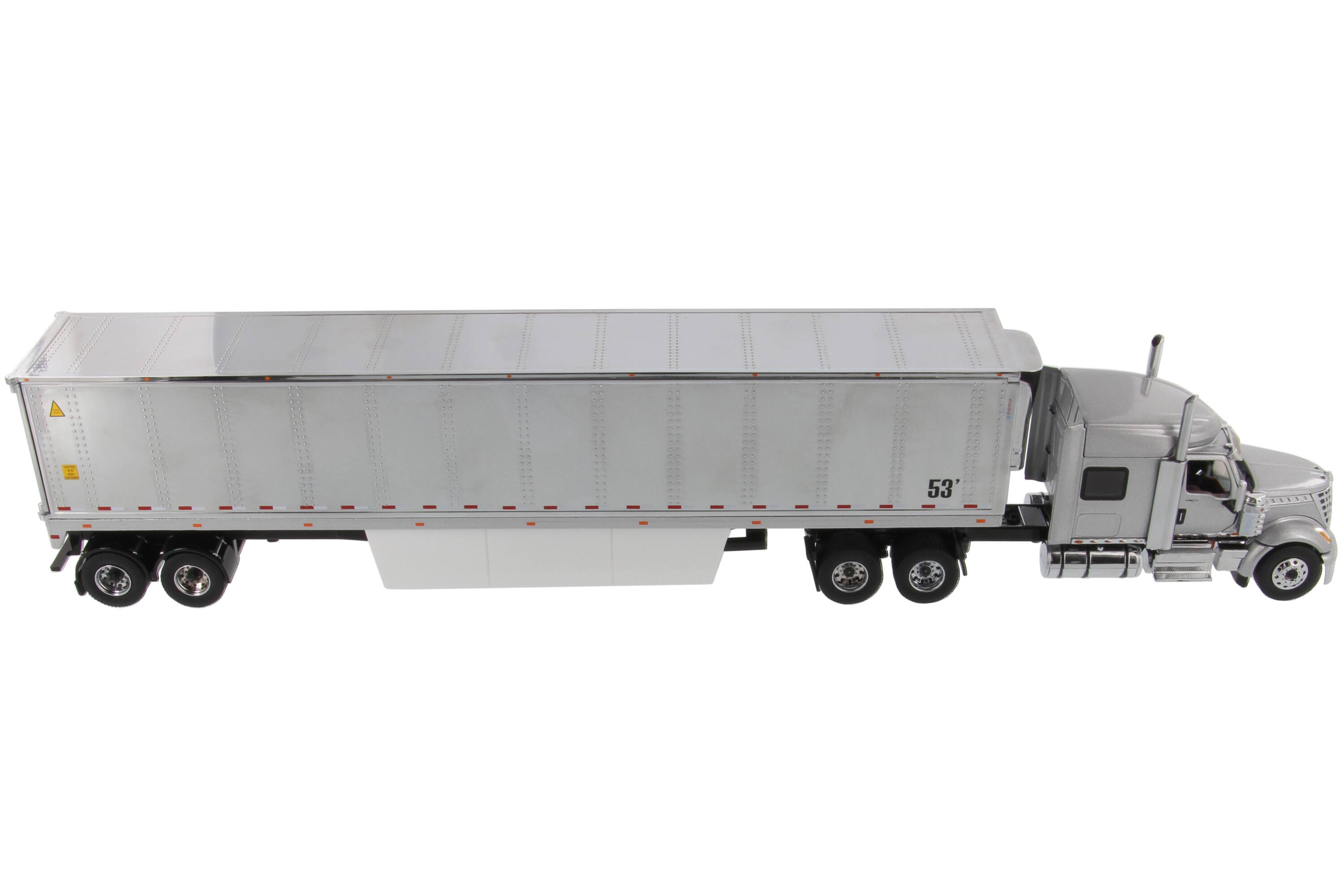 Alt View 1. Diecast Masters - International LoneStar Sleeper Cab Silver w/ 53' Reefer Refrigerated Chrome Plated Van Trailer 1/50 by Diecast Masters.