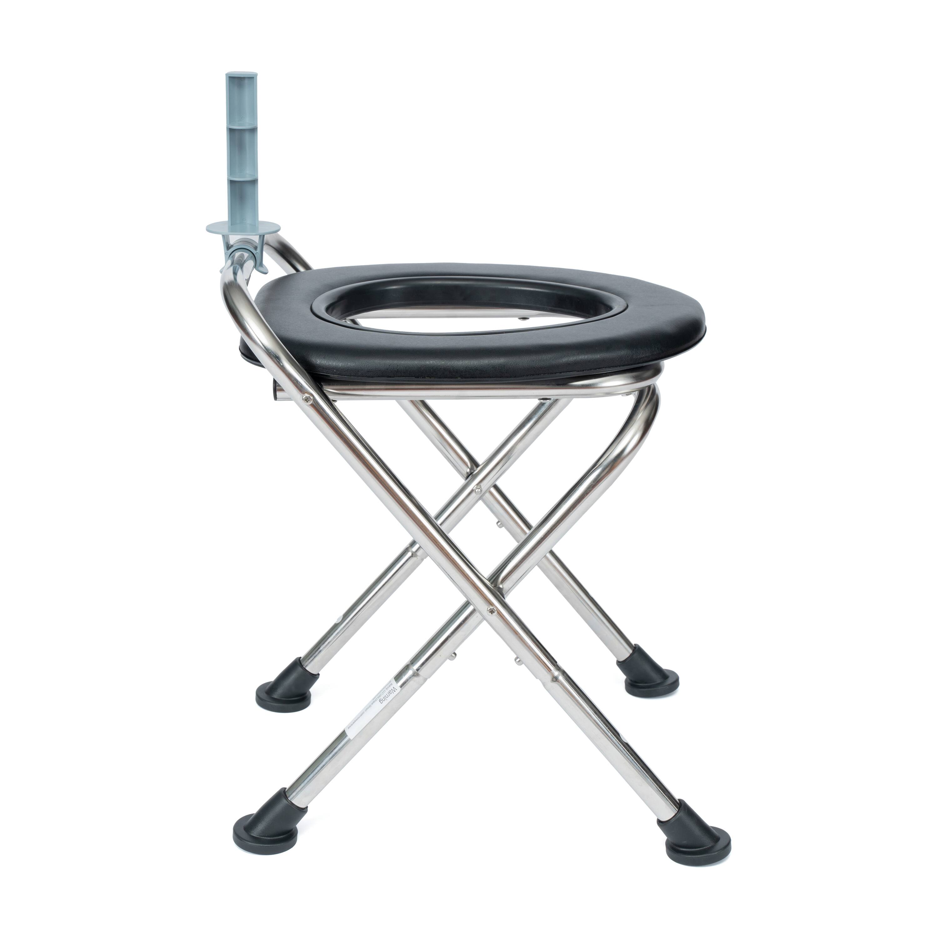 Alt View 9. Emma + Oliver - Portable Folding Travel Toilet with Cushioned Seat and Non-Slip Feet - Silver/Black.