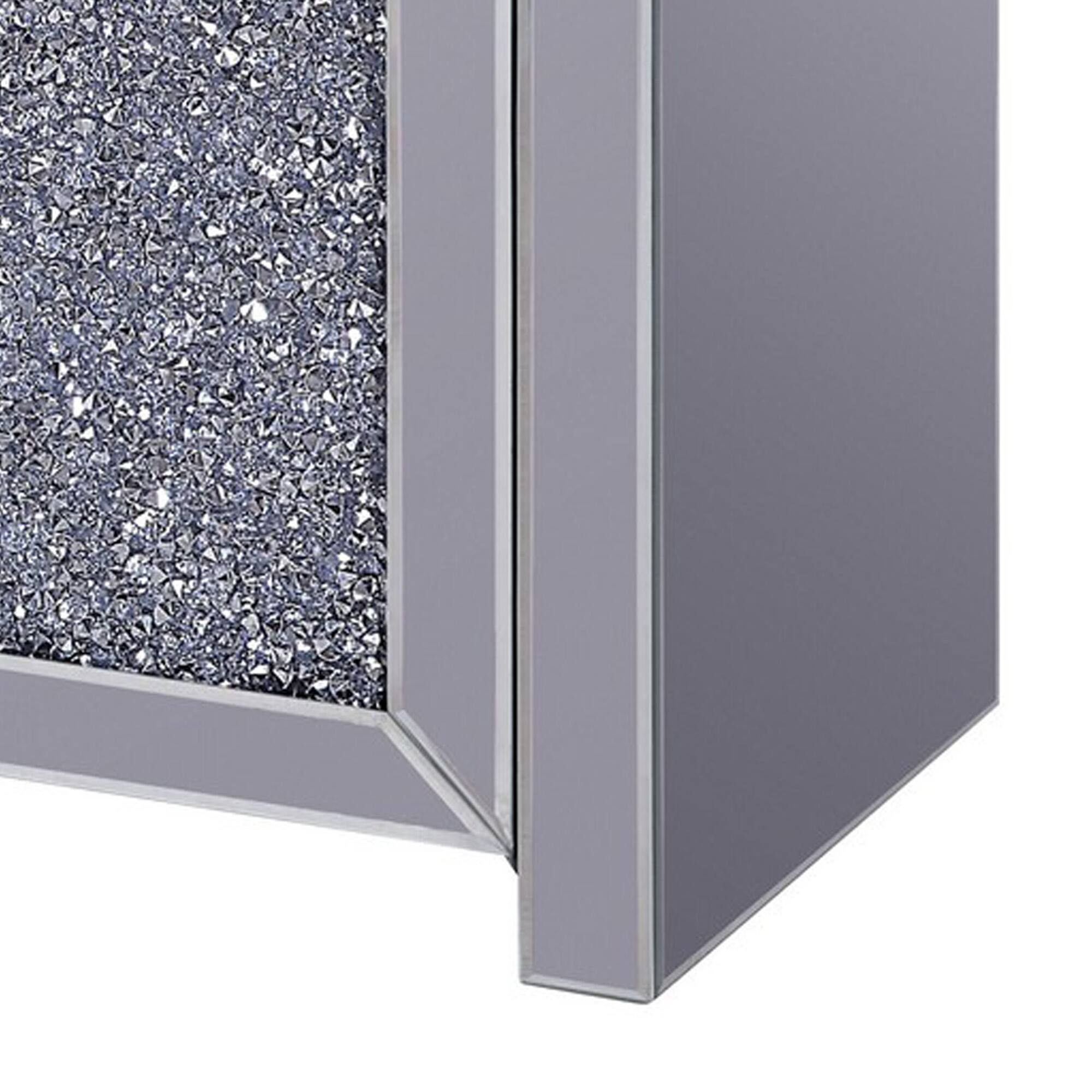 Alt View 3. Manhattan Lane - Noe 59 Inch Wood TV Entertainment Media Console, Faux Diamond Inlay - Silver.