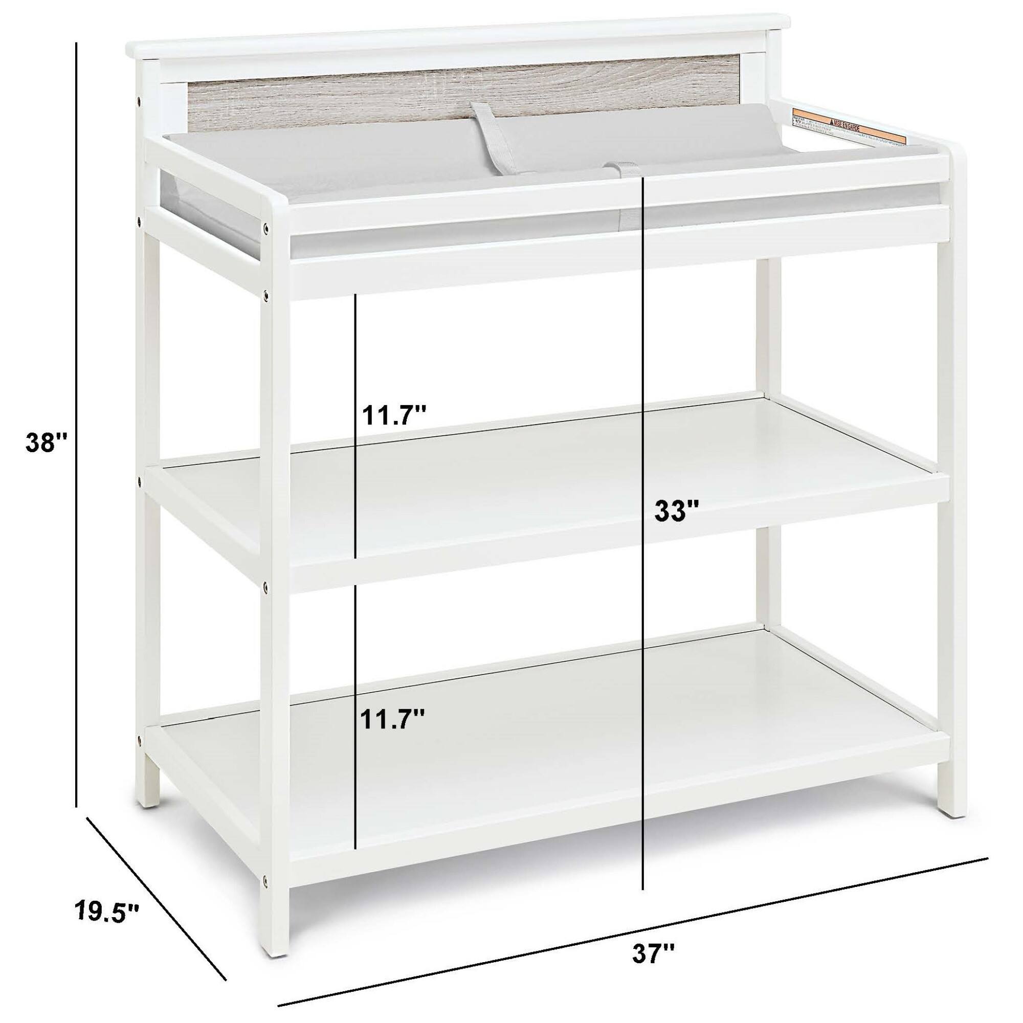 Alt View 1. GOODSILO - Modern Wooden Baby Changing Table with Safety Rails and Dual Storage Shelves for Nursery Organization - Grey.