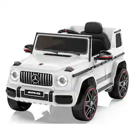 ANPABO - Licensed Mercedes-Benz G63 Electric Car for Kids, 12V Ride on Car for Toddlers with Remote Control & LED Lights - White