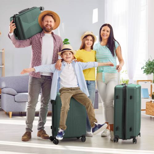 Alt View 9. Winado - 3-in-1 20" 24" 28" Trolley Carry On Luggage Set Spinner Wheels Lightweigh Hardside PP Suitcase Sets with Built-in Lock - Green.