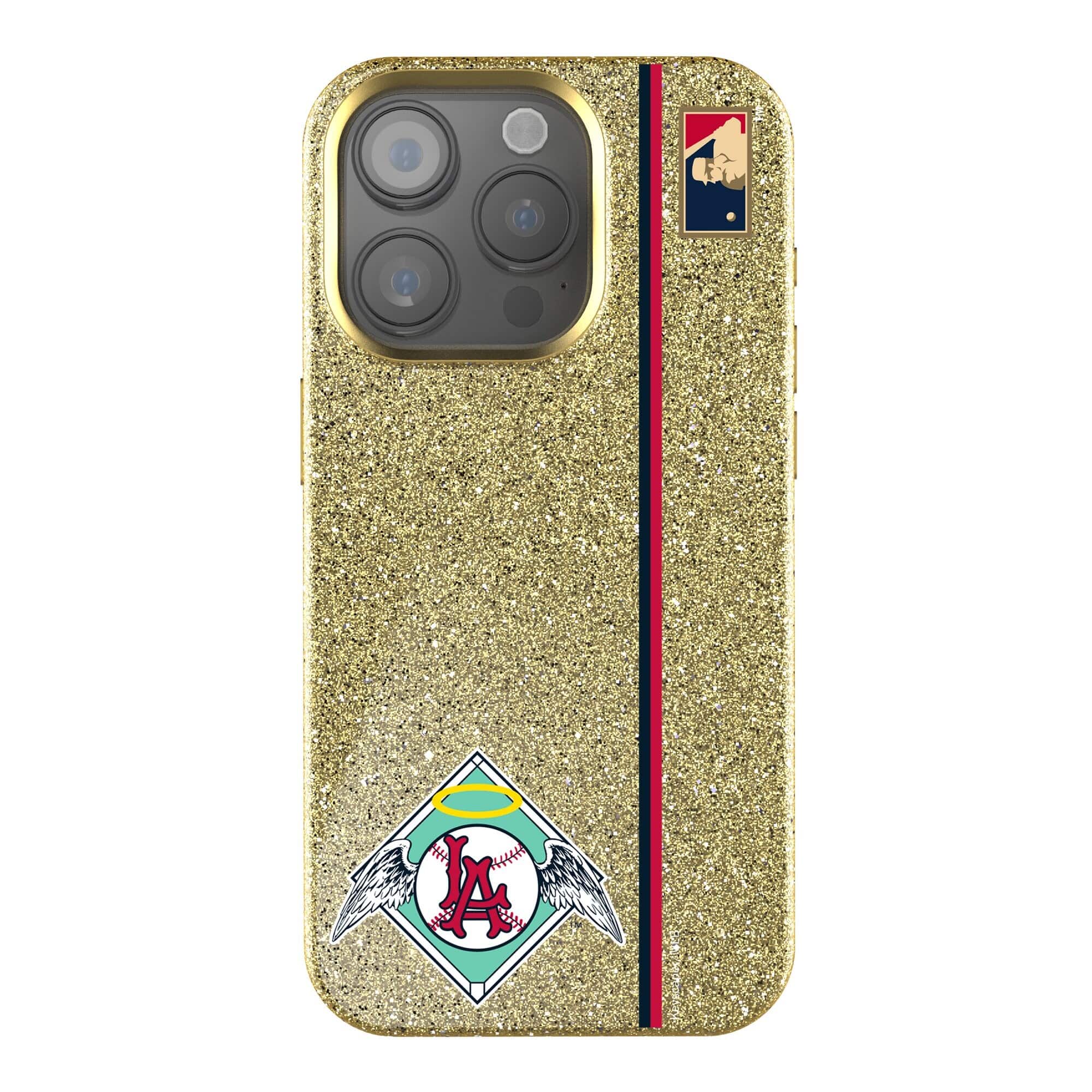 Front. Keyscaper - Los Angeles Angels 1961 Logo iPhone Bling Case - 14 Pro Max - Gold.