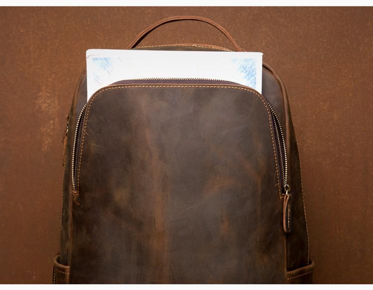 Alt View 1. Steel Horse Leather - The Vernon Minimalist Leather Backpack - Brown.