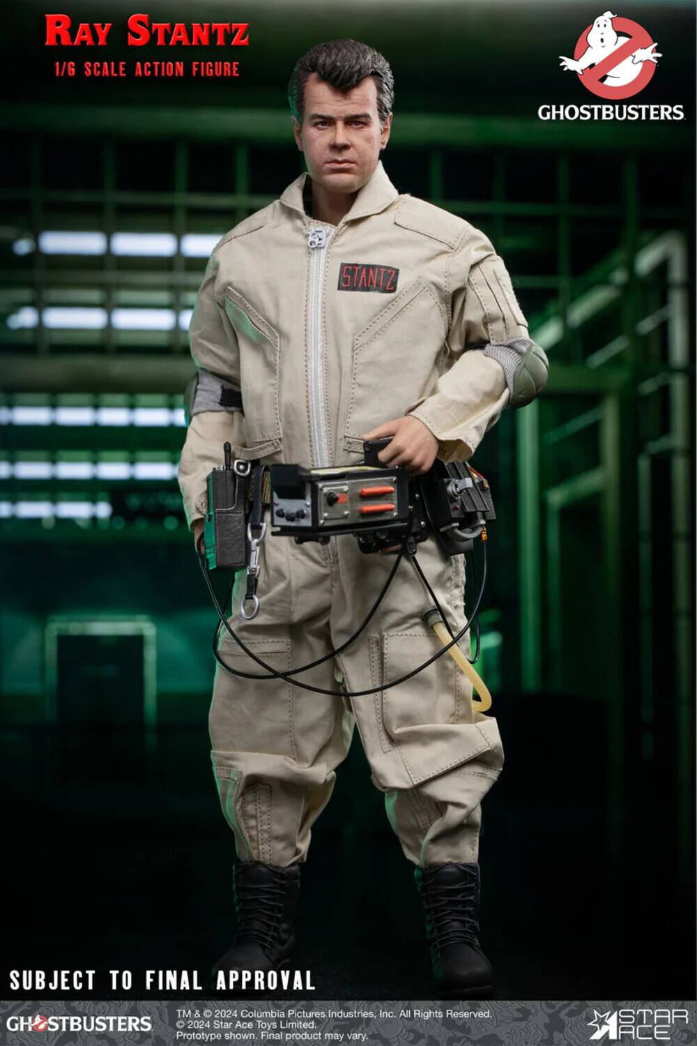 RAY STANTZ 1/6 SCALE ACTION FIGURE GHOSTBUSTERS STANTZ

SUBJECT TO FINAL APPROVAL

TM & © 2024 Columbia Pictures Industries, Inc. All Rights Reserved.

GHOSTBUSTERS 2024 Star Ace Toys Limited.

Prototype shown. Final product may vary.

STAR ACE