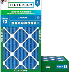 Filterbuy - 14x24x4 MERV 13 Smoke & Allergy Defense, Electrostatic Pleated HVAC AC Furnace Air Filters Replacement (2-Pack) - Blue