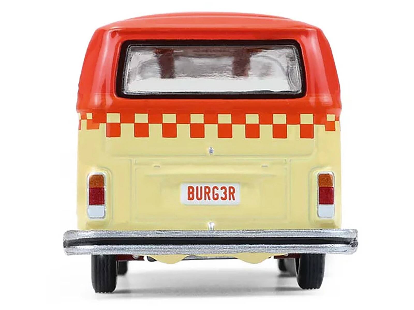 Alt View 1. Greenlight - 1975 Volkswagen Type 2 Van "Bubbie Burgers Food Truck" Orange and Cream "Blue Collar Collection" Series 14 1/64 - Orange and Cream.