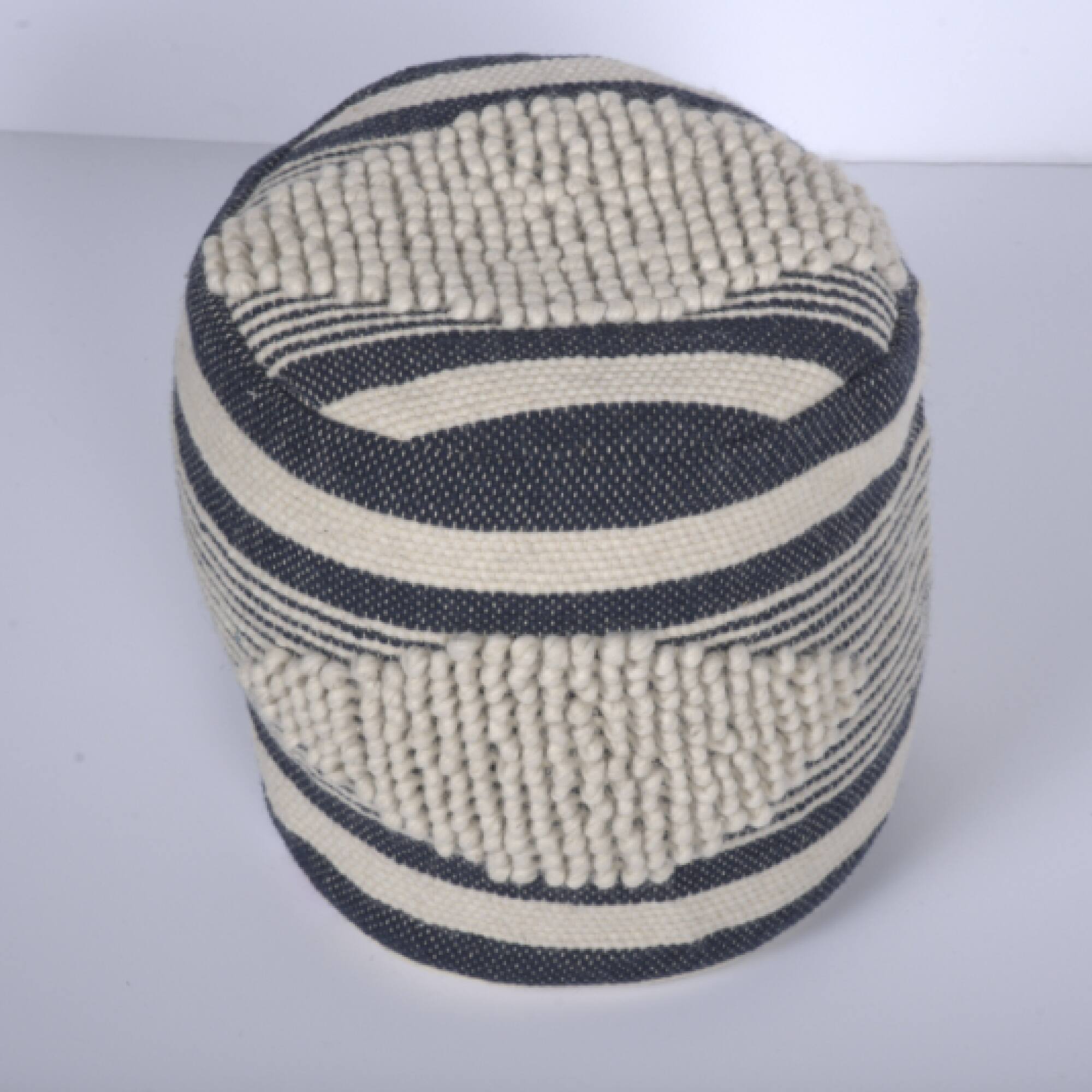Back. GOODSILO - Handcrafted Fabric Cylindrical Pouf with Stylish Design and Durable Construction - Dawn Grey.