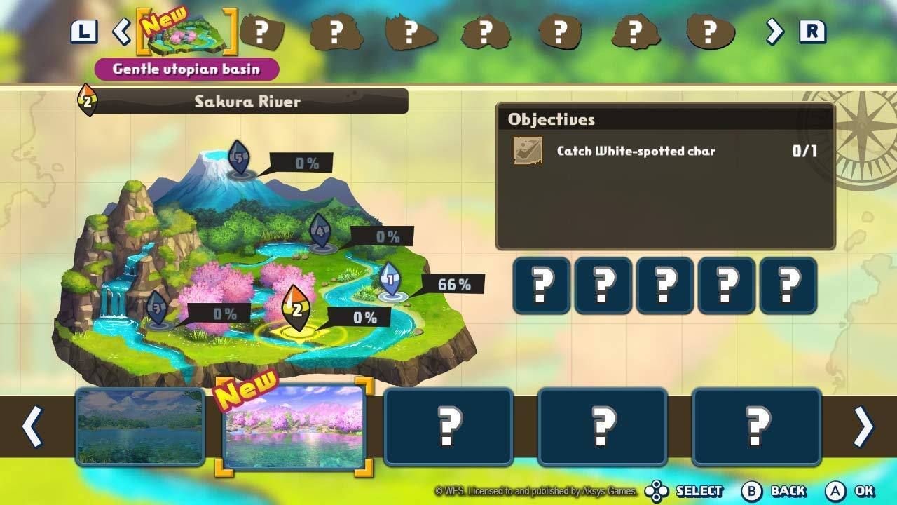Gentle Utopian Basin  
Sakura River  

Objectives:  
Catch White-spotted char 0/1  

66%