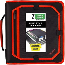 Five Star - 2" 3-Ring Zipper Binders, D-Ring - Assorted Colors