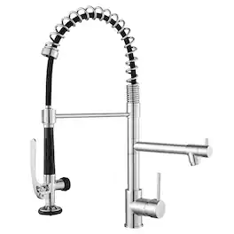 Ropilly - Commercial Kitchen Faucet with Pull Down Sprayer, Single Handle Kitchen Sink Faucet - Chrome