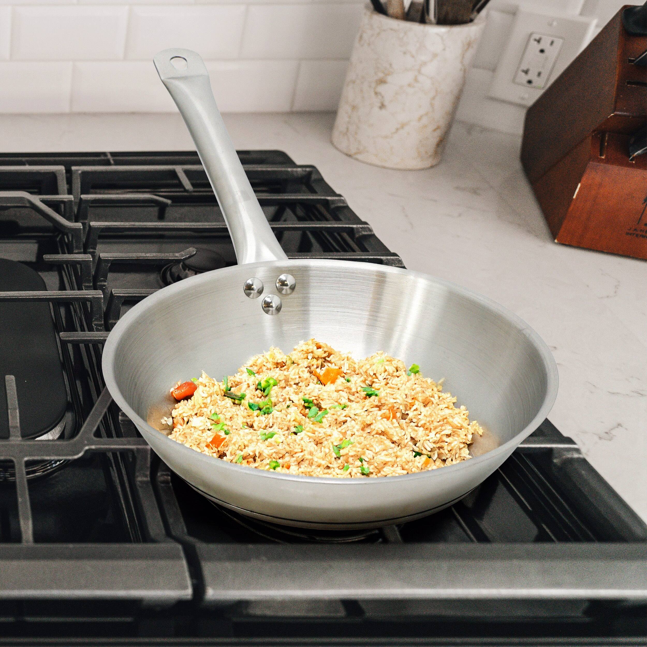 Alt View 5. MegaChef - MegaChef  Professional Kitchen 10 Inch Round Stainless Steel Fry Pan in Silver - Silver.