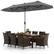 Alt View 11. Costway - 11 PCS Patio Dining Set with 15ft Double-Sided Patio Umbrella (Base Included) - Mix Brown + Grey.
