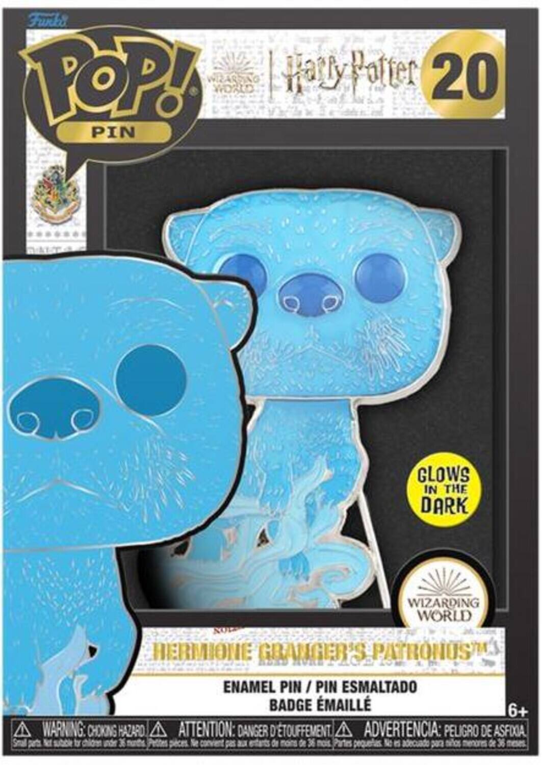 Funki POP! WORLD | Harry Potter 20 PIN GLOWS IN THE DARK WIZARDING WORLD HERMIONE GRANGER'S PATRONUS ENAMEL PIN / PIN ESMALTADO BADGE ÉMAILLÉ 6+ WARNING: CHOKING HAZARD ATTENTION: DANGER ADVERTENCIA: PELIGRO DE ASFIXIA. Small parts not suitable for children under 36 months.